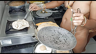 Indian desi aunty making food in Kitchen our husband went to come sex and cow girl style sex with hot boobs