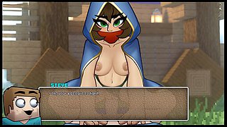 Minecraft anime parody with cowdoll ravaging the trader girl in the great outdoors