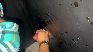 Hot Wife Takes Big Cock in Gloryhole While Hubby Watches - Amateur Brazilian Threesome