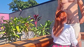 Fucking The Innocent Redhead In The Garden