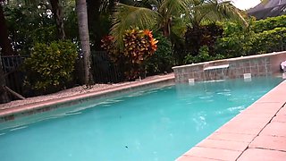 New Step Brother Got Hard Erection Leads To Poolside Oral