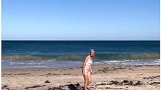Beach Sex White Shiny Bikini Milf Enjoys Doggystyle