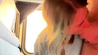 Girlfriend shows good time on a public train.