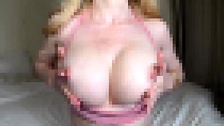 Big Boobed Blonde Masturbates With A Dildo In The Bathroom