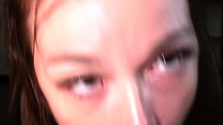Amateur student blowjob on the balcony pov