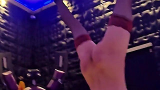 Lady Zara Hard Whipping Slave in Stockings Bondage Hanging Upside Down