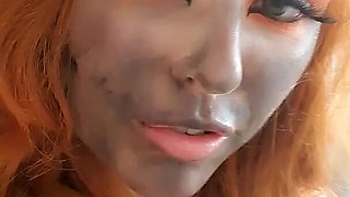Halloween Teen Slut Squirting & Pissing Then Licking It up
