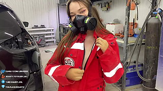 Car Mechanic Girl Didn't Do the Job and was Fucked on the Hood