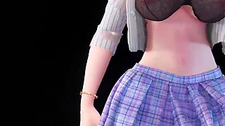 Phone Number Anal Plug Bead Chain Bare-bottomed Ultra-short Skirt White Stockings