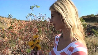 Innocent sweet teen slammed by an old hunter in the countryside