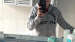 Teen with Perfect Body Showers