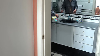 I Found My Stepson Jerking off and I Let Him Cum on My Ass with My Jeans on