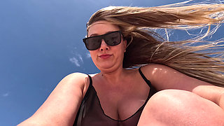 Milf teasing outdoor no panties in the short dress