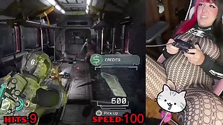 Homemade sex while gaming, goth, orgasm while gaming