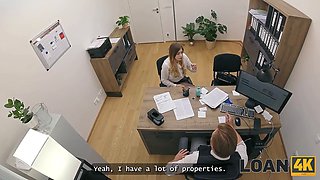 Loan4k. czech lady with Huge Boobs is sucking clerk\u2019s Big Cock in his office