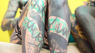 Alt-Girls Tattooed Lesbian Dildo Punk, Goth, Hippie, Spit Tongue