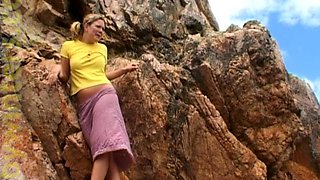 European Blonde Finger Fucked On Public Beach
