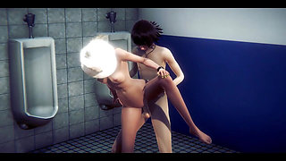 Hentai Uncensored - Blonde Girl Sex in a Toilet - Japanese Asian Manga Anime Film Game Porn
