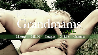 Old and young threesome with skinny granny and teen couple
