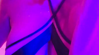 Kat-licious Dances Sensually in Black & Tan Teddy, Garter Belt & Thigh-high Hoes