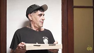 Blonde Wife Cheats on Husband with Pizza Delivery Guy - Big Cock Blowjob and Cum in Mouth