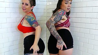 NIKKISFETISHES Brunette duo shows off in red lace
