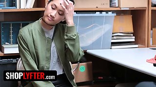 Shoplyfter - lean mischievous asian Jade Noir caught stealing and got disciplined by freak officer