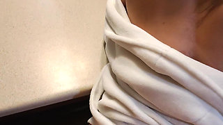 POV Silly Wife Used in Kitchen Footjob and Amazing Sex