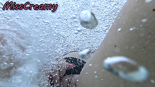 Flashing My Pussy in Front of a Student in Swimming Pool and Helps Me Masturbate - It's Very Risky with People Near