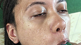 Submissive Being Humiliated and Swallowing a 6 Inch Cucumber