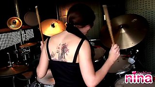 Pussy play scene with naughty Nina lesbo babe in POV