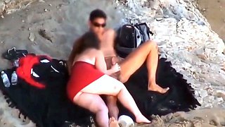 Chubby Niece devours cock on the beach