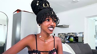 Petite ebony teen on first time casting