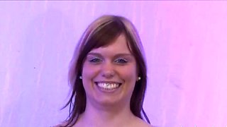 European slut swallows dicks to get covered with cum