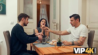 Denis Marti's hot teen pussy blows the whistle to suck an old man's cock