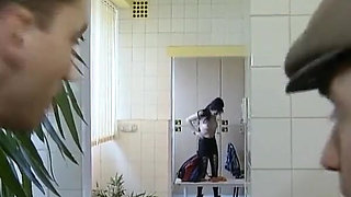 German Teen Got Gang Banged in the Gym by Few Cocks