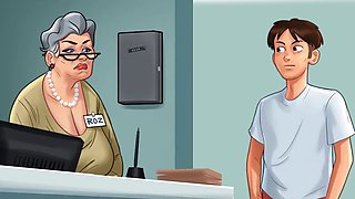 The blocked elevator in Summertime Saga - Part 138 with sexy grandmas