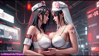 Demon queen ask for two girls kiss (Ai animation)