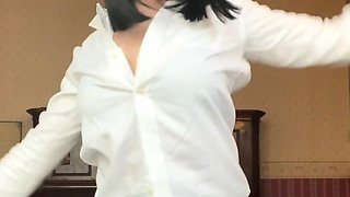 Cute curly brunette solo webcam masturbation