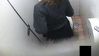 Horny Girl Uniform Voyeur Toilet Masturbation