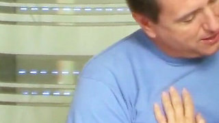 German grandma with glasses pays the homeworker bill with sex