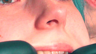 Dirty Sock Gag Hand Over Mouth - Stepmom Punishes Skinny Stepdaughter in the Kitchen
