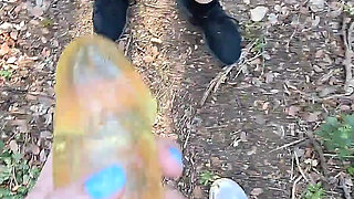 Latina Naked Outdoors Fucks Stranger with Cock Sleeve Forest