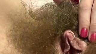 Erected clitoris rubbing real orgasm hairy pussy masturbation