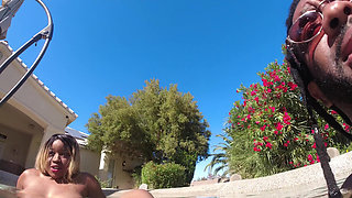 Hot Lesbian Interracial Fun in the Pool