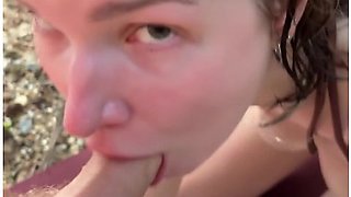 Cum In Face - Horny Teen In Bikini Gives Oily Titjob And Suck My Dick On Public Beach