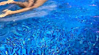 Monika Fox In Purple Bikini Swims In Pool & Poses By Window