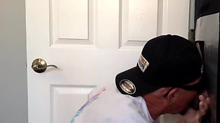 Gloryhole mature gay sucks and gets fucked by gloryhole top