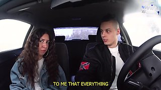 Passionate casting babe shares intense car and butt action on couch