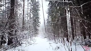 Outdoor POV Video: Fucked a Red Head in Winter Forest. Cum in her Mouth - MollyRedWolf